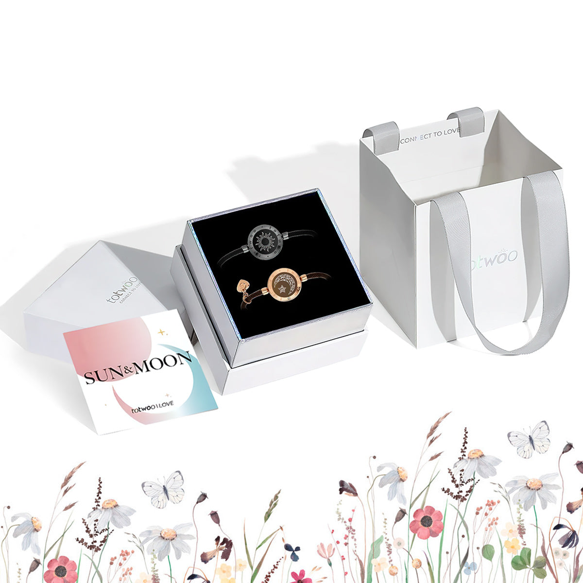 Bracelets vibrants assortis Soleil et Lune - Bracelets tactiles pour couples