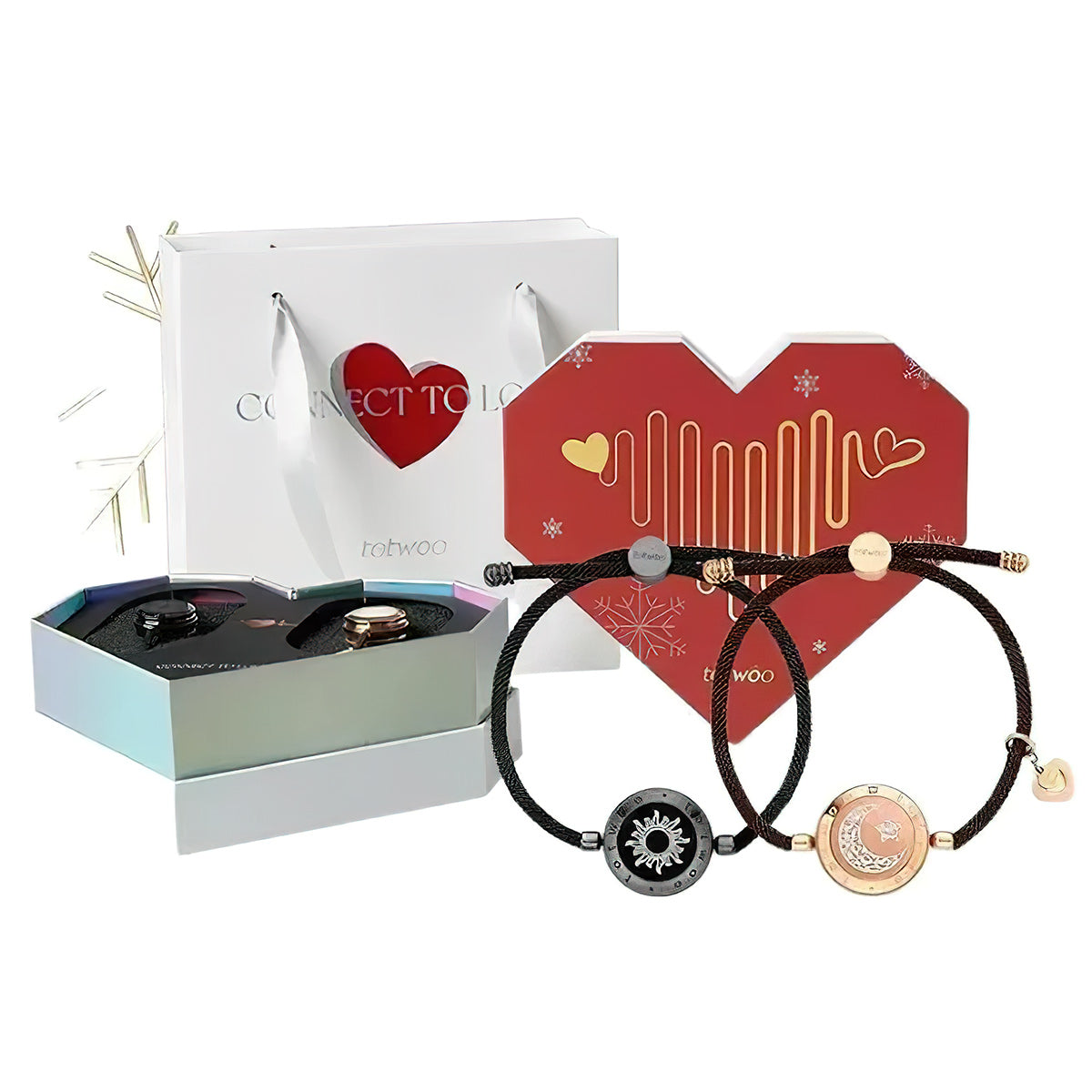 Bracelets vibrants assortis Soleil et Lune - Bracelets tactiles pour couples
