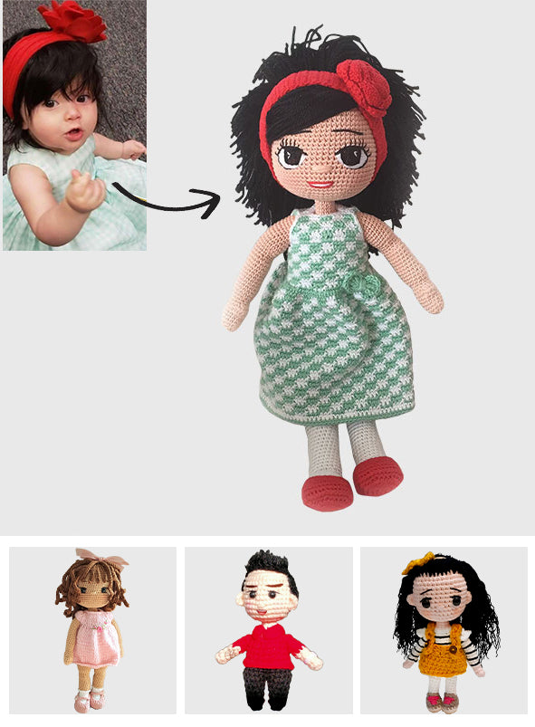 Mes petits-enfants - Cadeau pour grand-père - Poupée tricotée à la main personnalisée