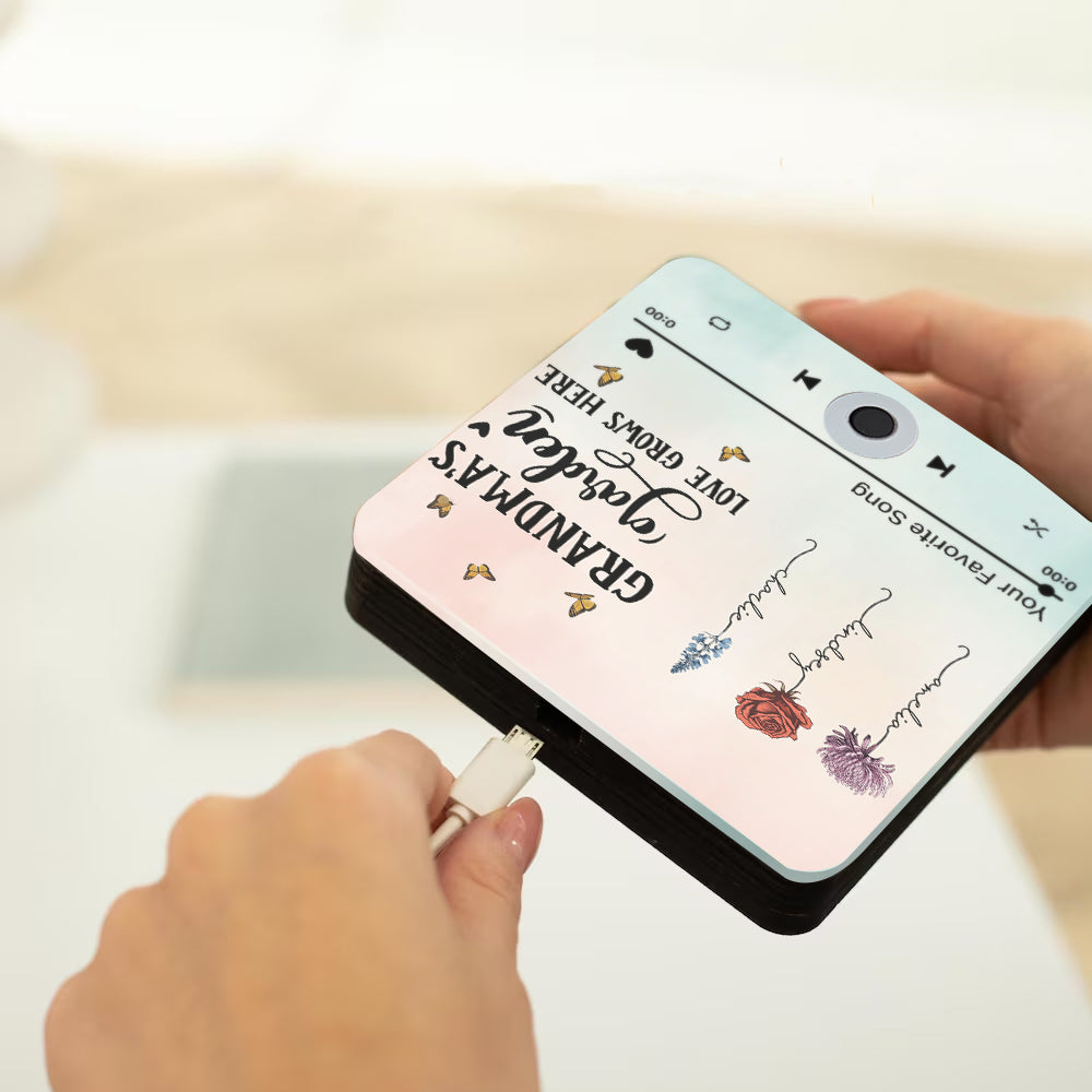 Le jardin de grand-mère - Aimant de réfrigérateur musical personnalisé pour grand-mère