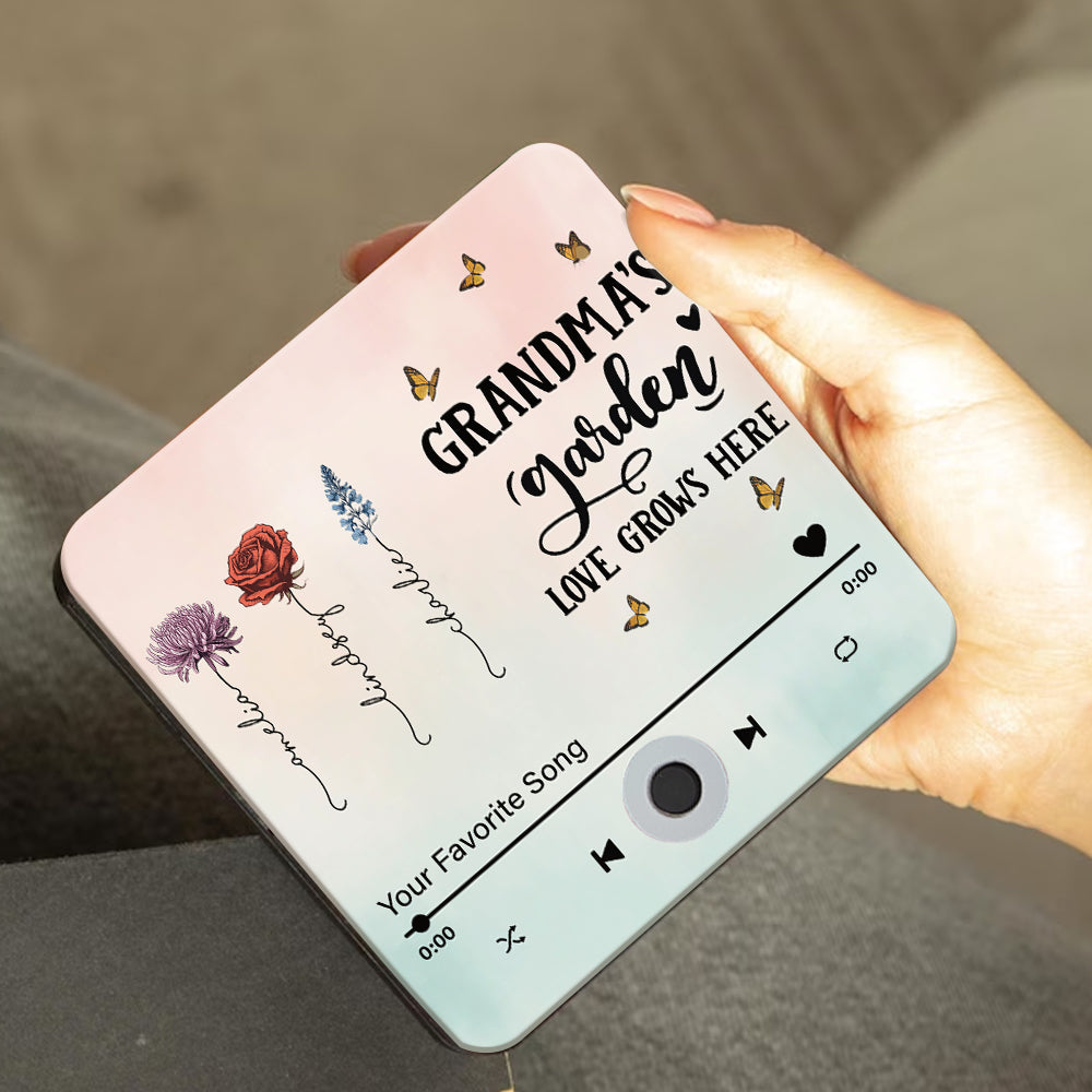 Le jardin de grand-mère - Aimant de réfrigérateur musical personnalisé pour grand-mère