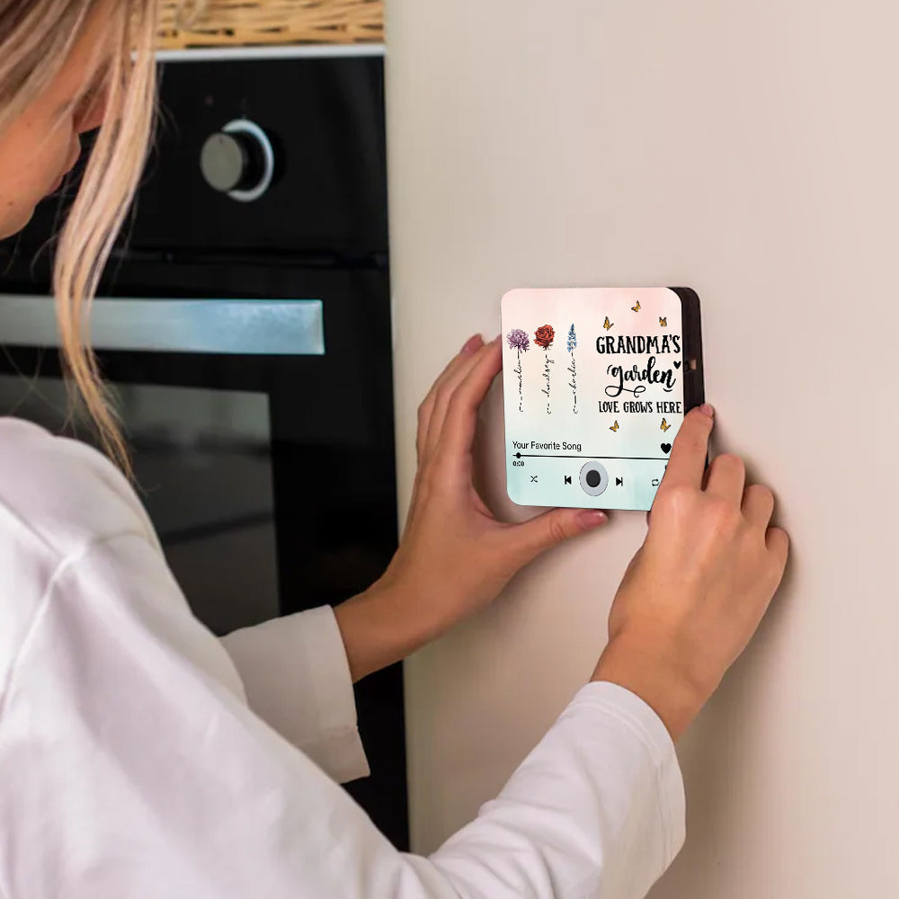 Le jardin de grand-mère - Aimant de réfrigérateur musical personnalisé pour grand-mère