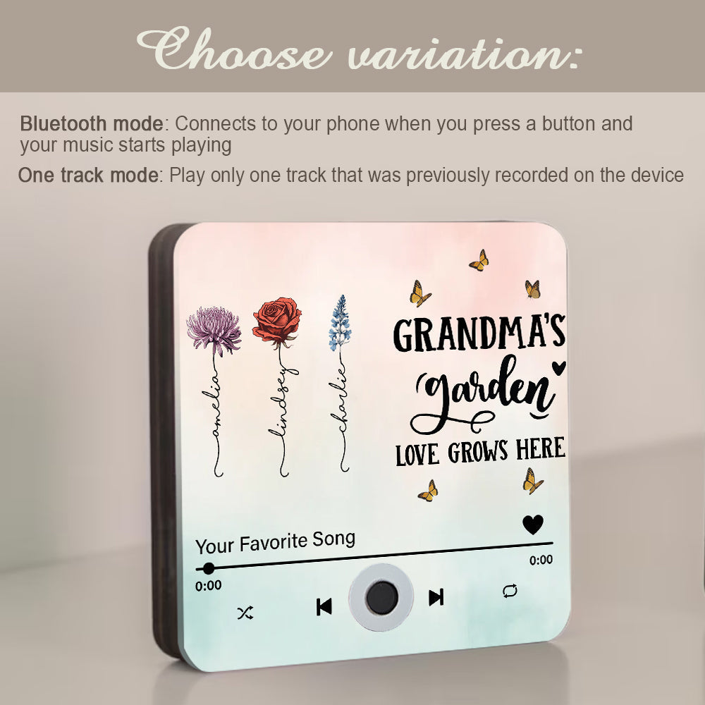 Le jardin de grand-mère - Aimant de réfrigérateur musical personnalisé pour grand-mère