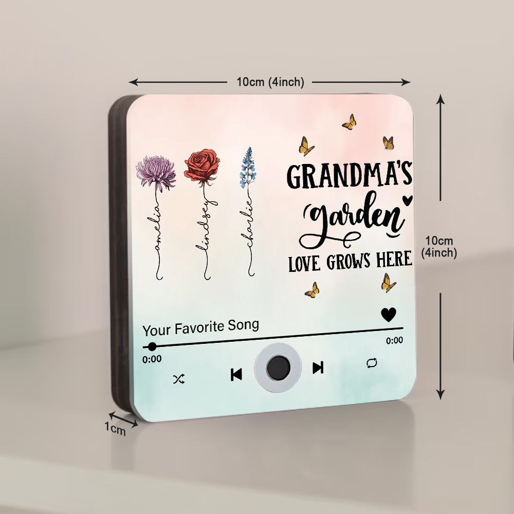 Le jardin de grand-mère - Aimant de réfrigérateur musical personnalisé pour grand-mère