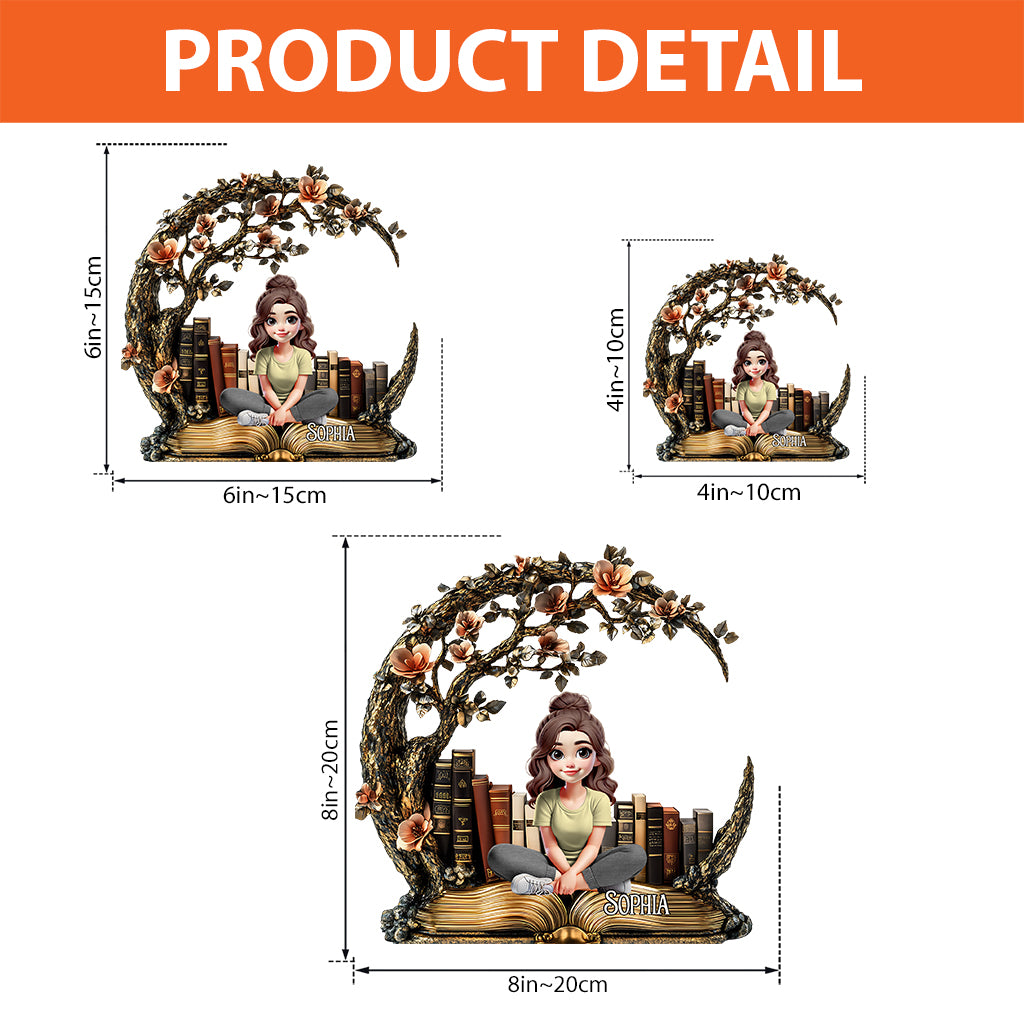 Une fille qui aime les livres - Plaque acrylique personnalisée en forme de livre