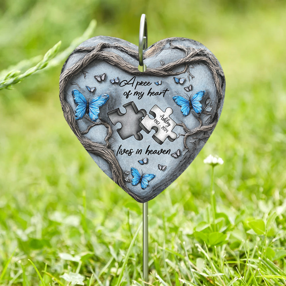A Piece Of My Heart Lives In Heaven 
- Personalized Memorial Heart Hanging Garden Slate