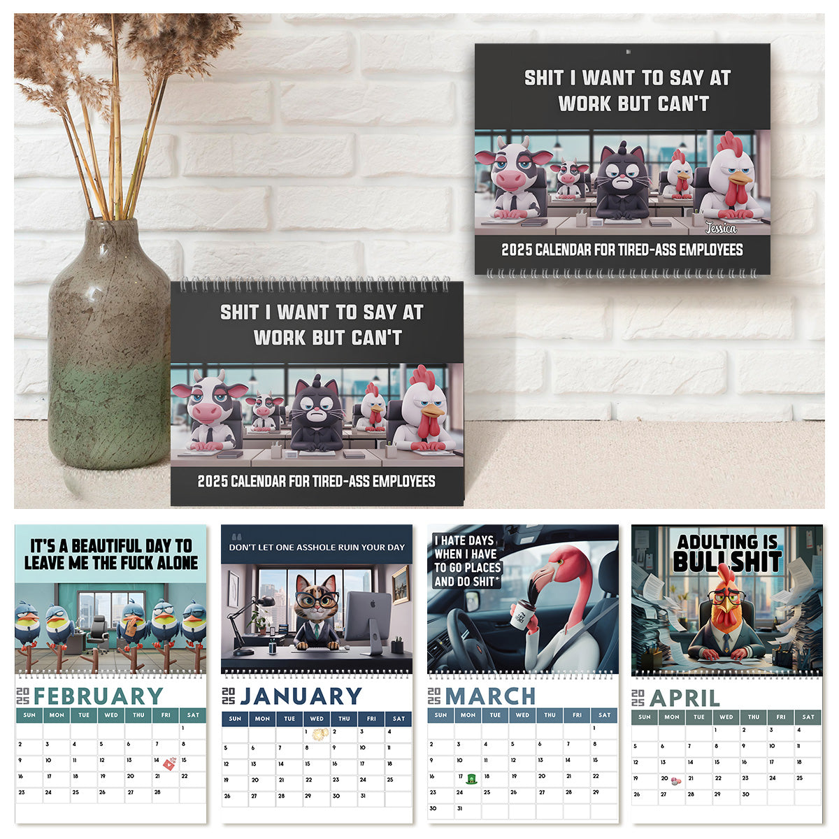 Calendrier de bureau sarcastique - Calendrier mural et de bureau personnalisé pour collègues