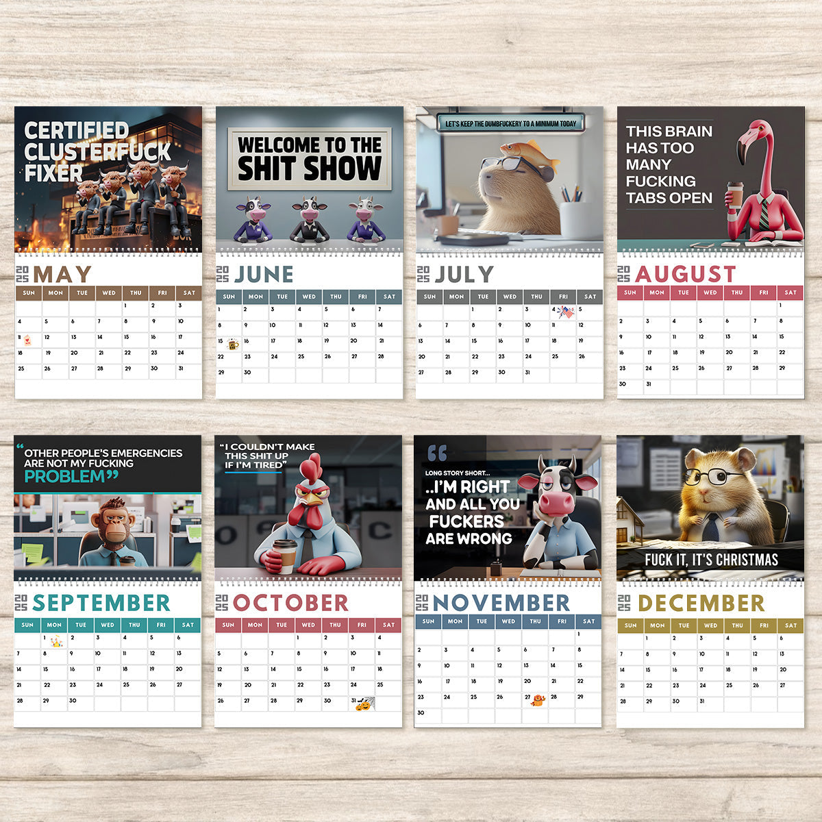 Calendrier de bureau sarcastique - Calendrier mural et de bureau personnalisé pour collègues