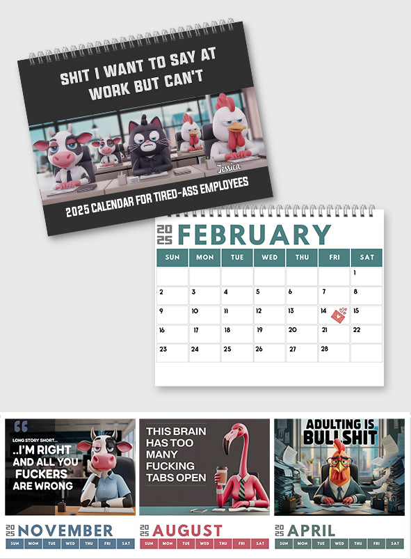 Calendrier de bureau sarcastique - Calendrier mural et de bureau personnalisé pour collègues