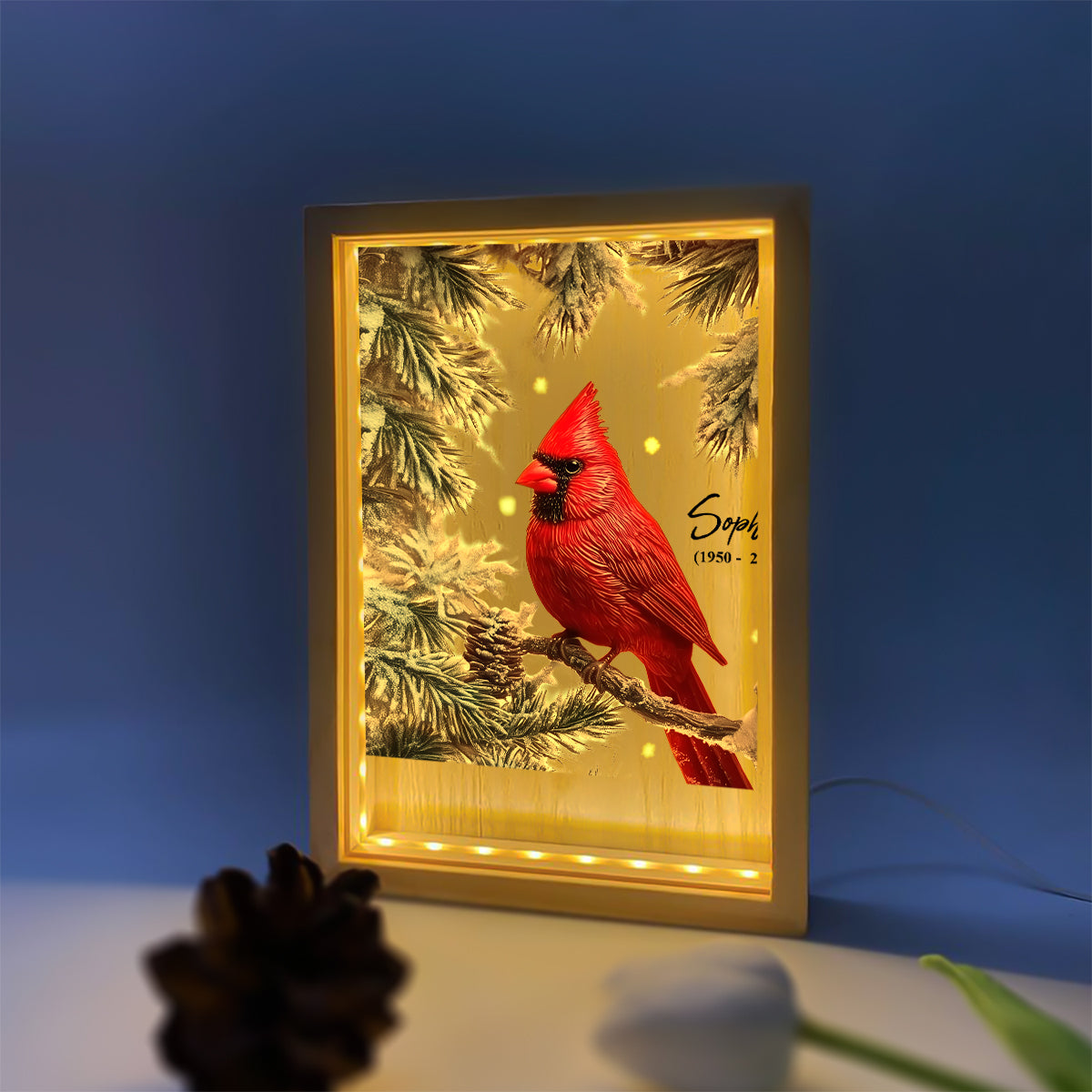 Ta lumière brillera toujours dans mon cœur - Cadre photo commémoratif personnalisé avec boîte lumineuse