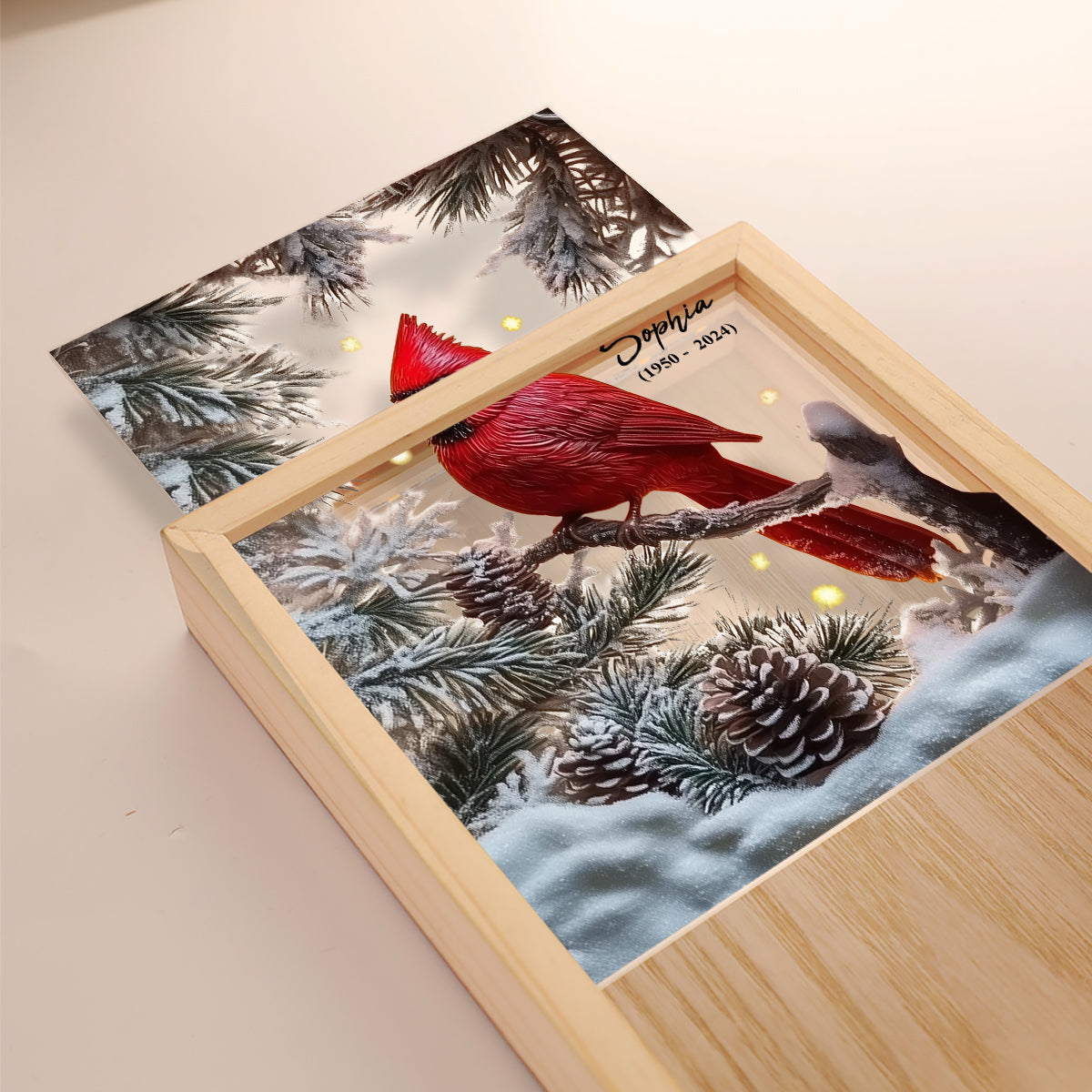 Ta lumière brillera toujours dans mon cœur - Cadre photo commémoratif personnalisé avec boîte lumineuse