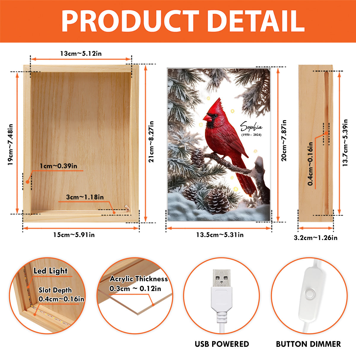 Ta lumière brillera toujours dans mon cœur - Cadre photo commémoratif personnalisé avec boîte lumineuse