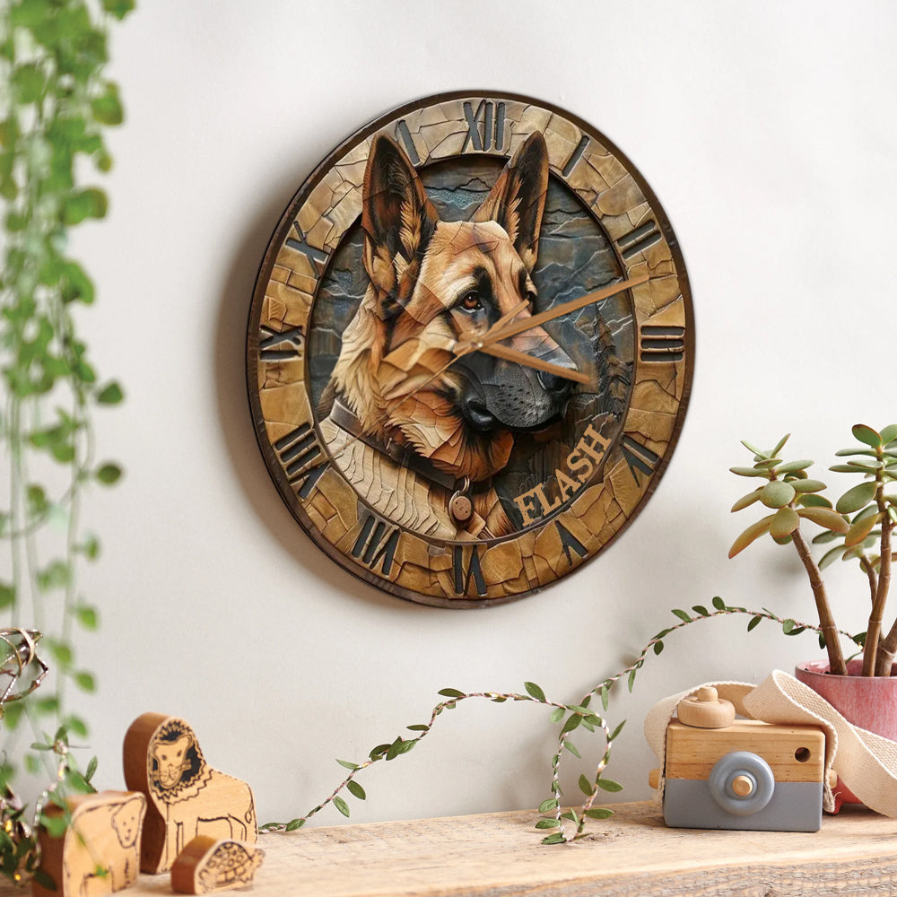 Love German Shepherd - Personalized Dog Wall Clock