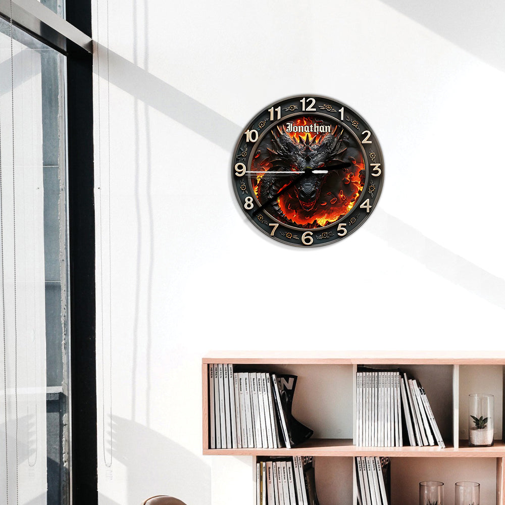 Dragon volcanique - Horloge murale personnalisée Dragon
