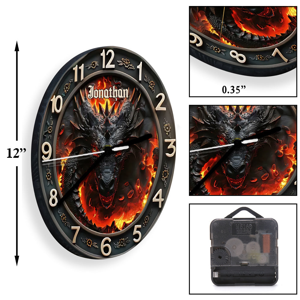 Dragon volcanique - Horloge murale personnalisée Dragon