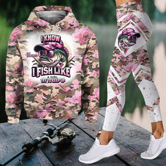 Je pêche comme une fille - Sweat à capuche et legging de pêche personnalisés