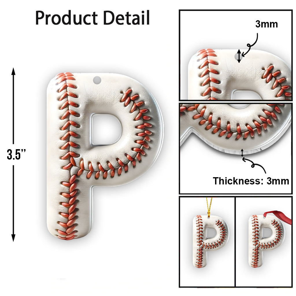 Baseball Letter - Personalized Baseball Ornament