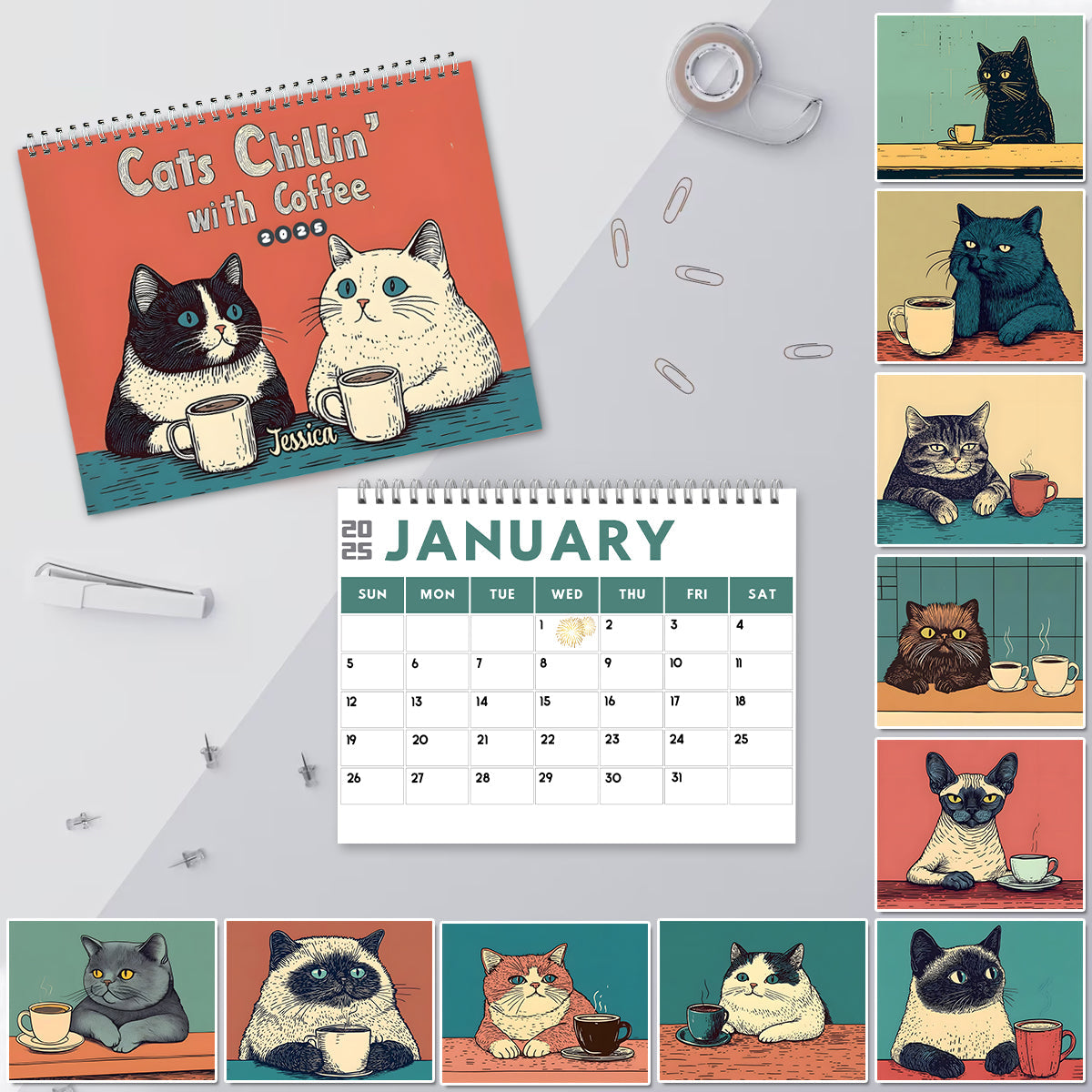 Calendrier mural personnalisé Chat mignon