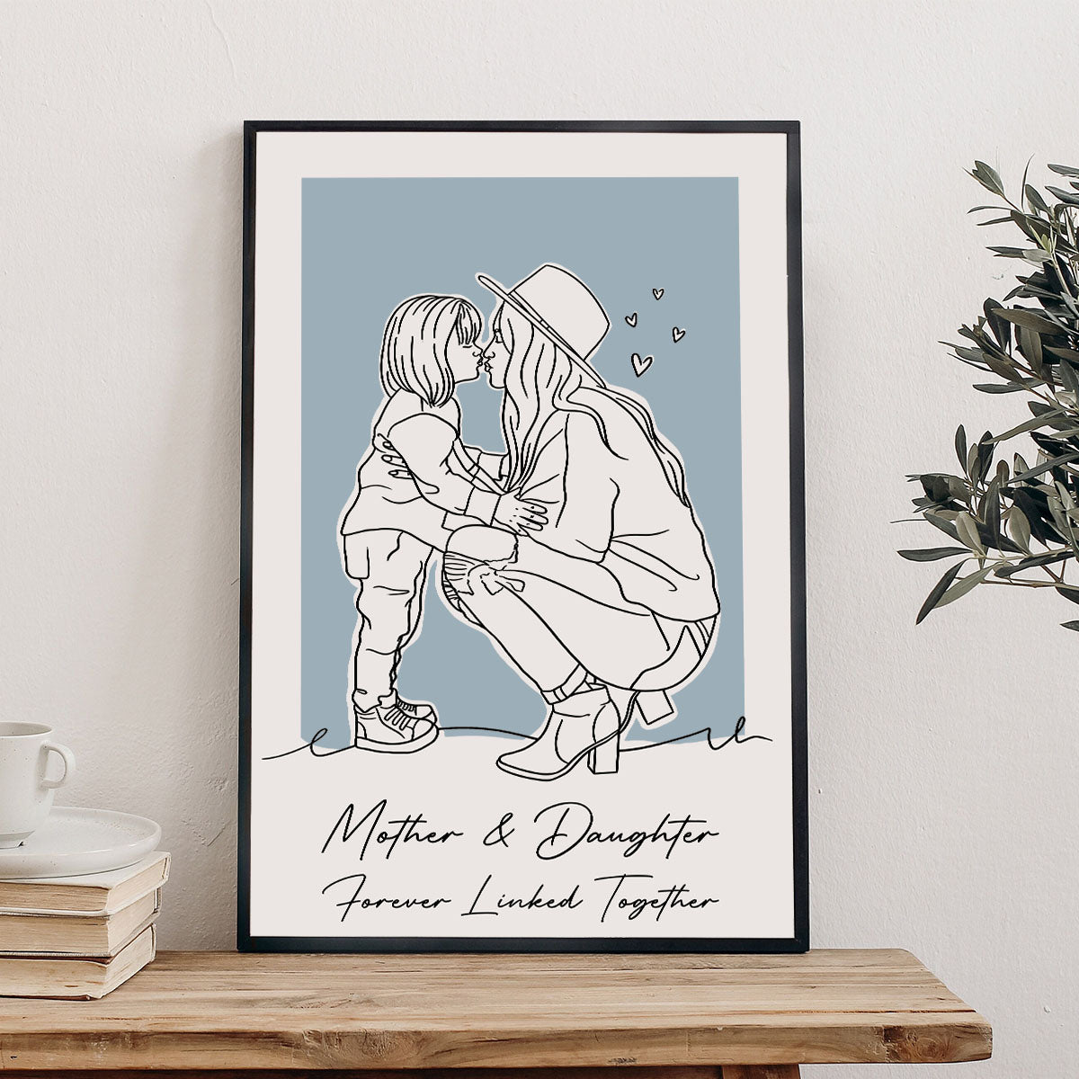 Custom Lineart Portrait - Personalized Mother Canvas And Poster