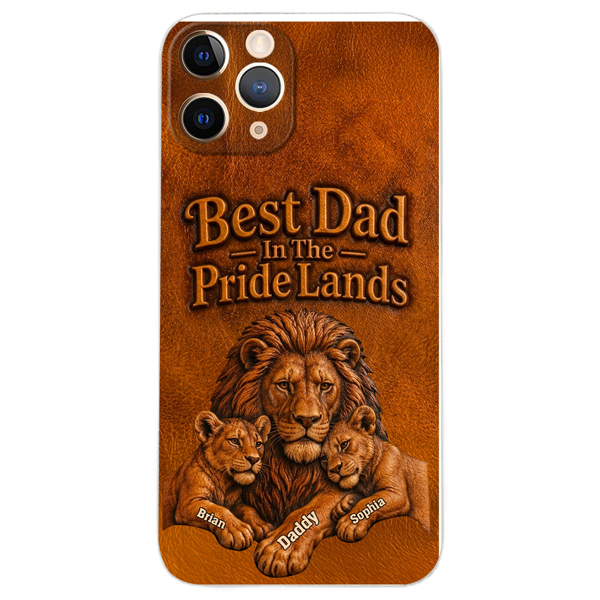 Papa Lion - Coque de téléphone en cuir personnalisée 3D