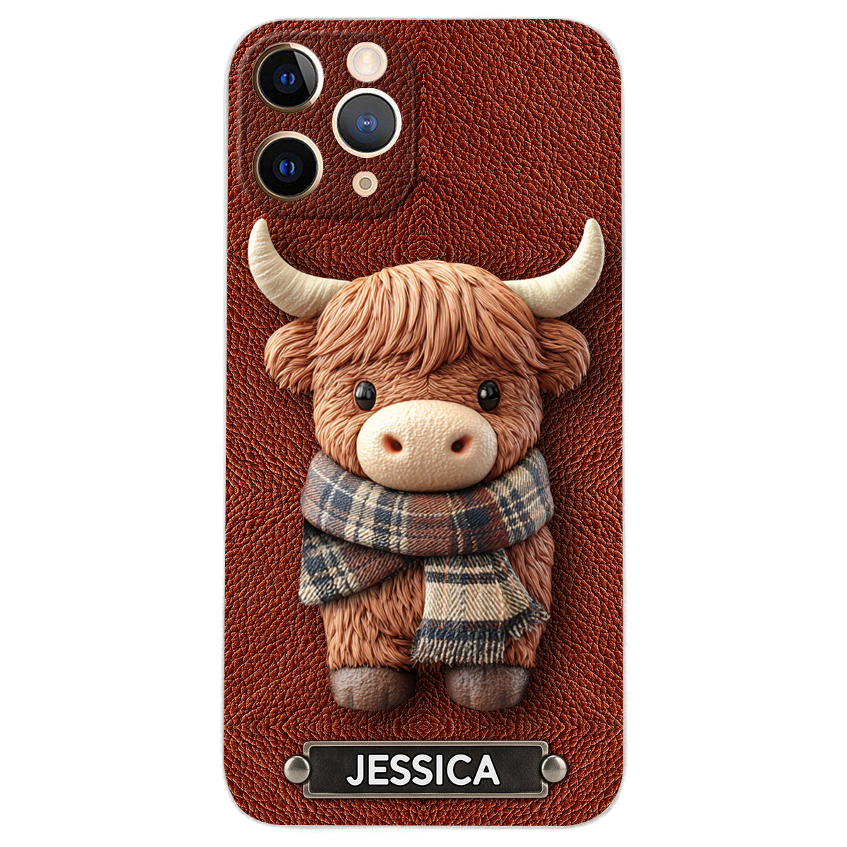 Adorable vache des Highlands - Étui de téléphone en cuir personnalisé avec une vache des Highlands