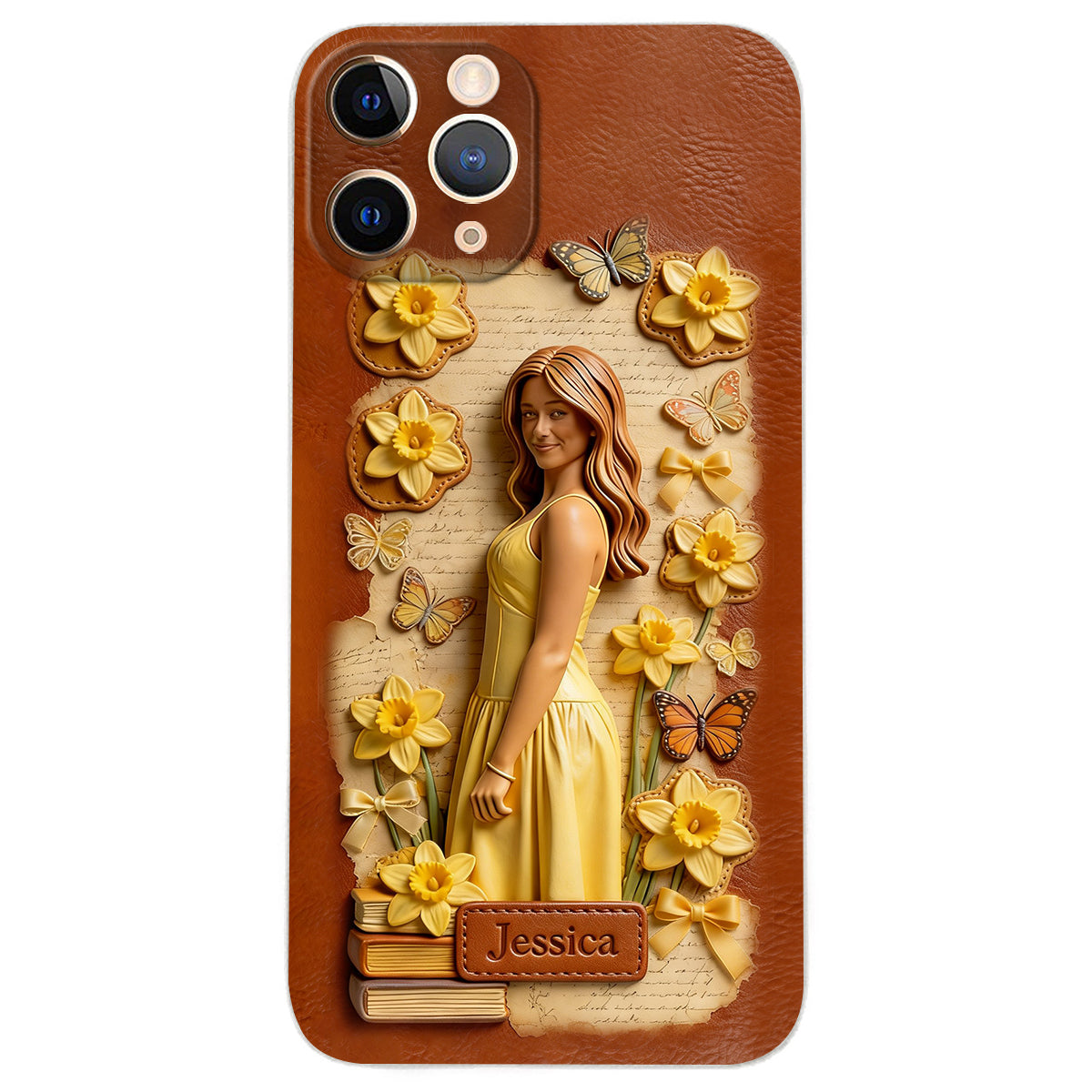 Custom Any Photo Unique Birth Flower - Personalized Self Love Leather Phone Case