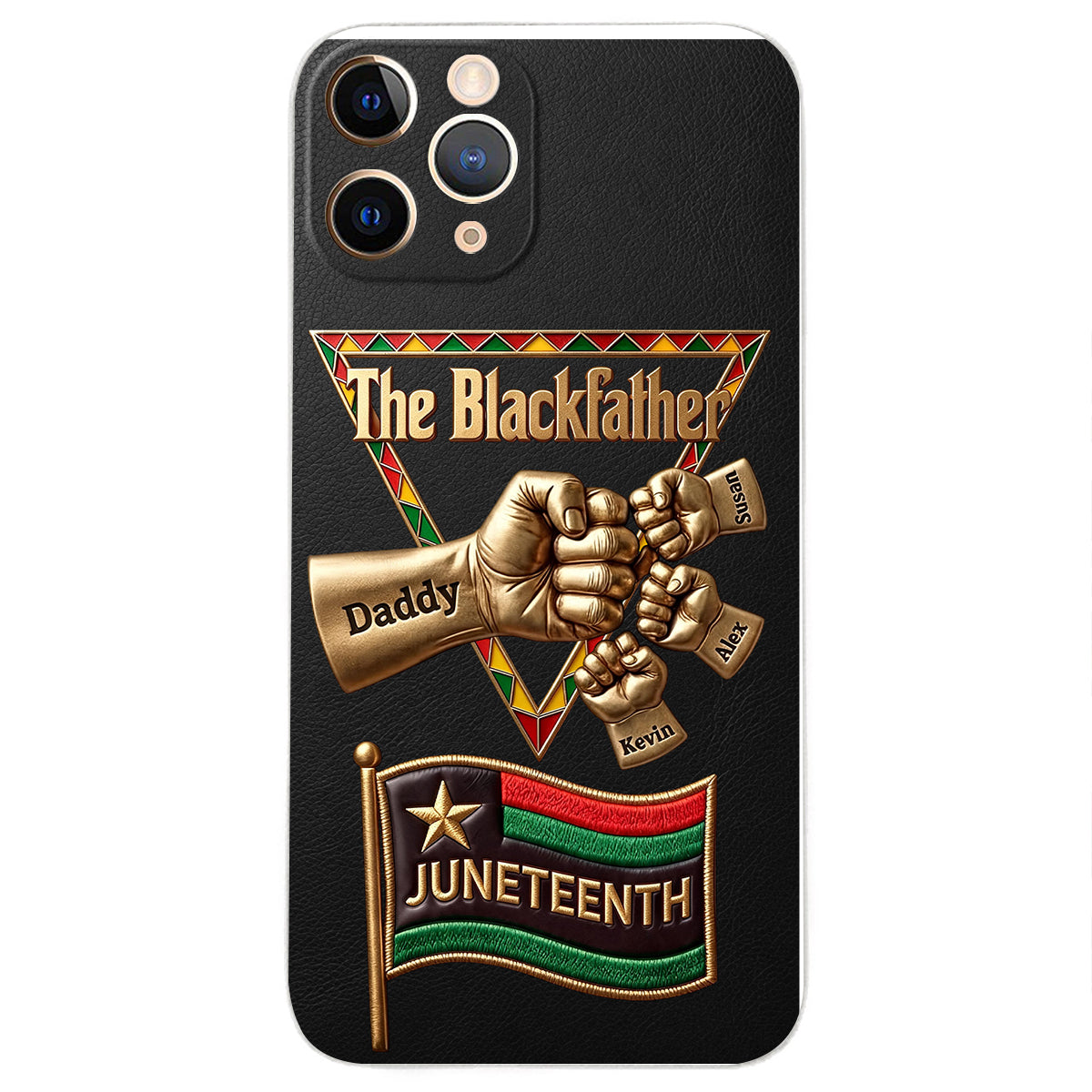 Le Blackfather - Coque de téléphone en cuir embossé 3D personnalisée