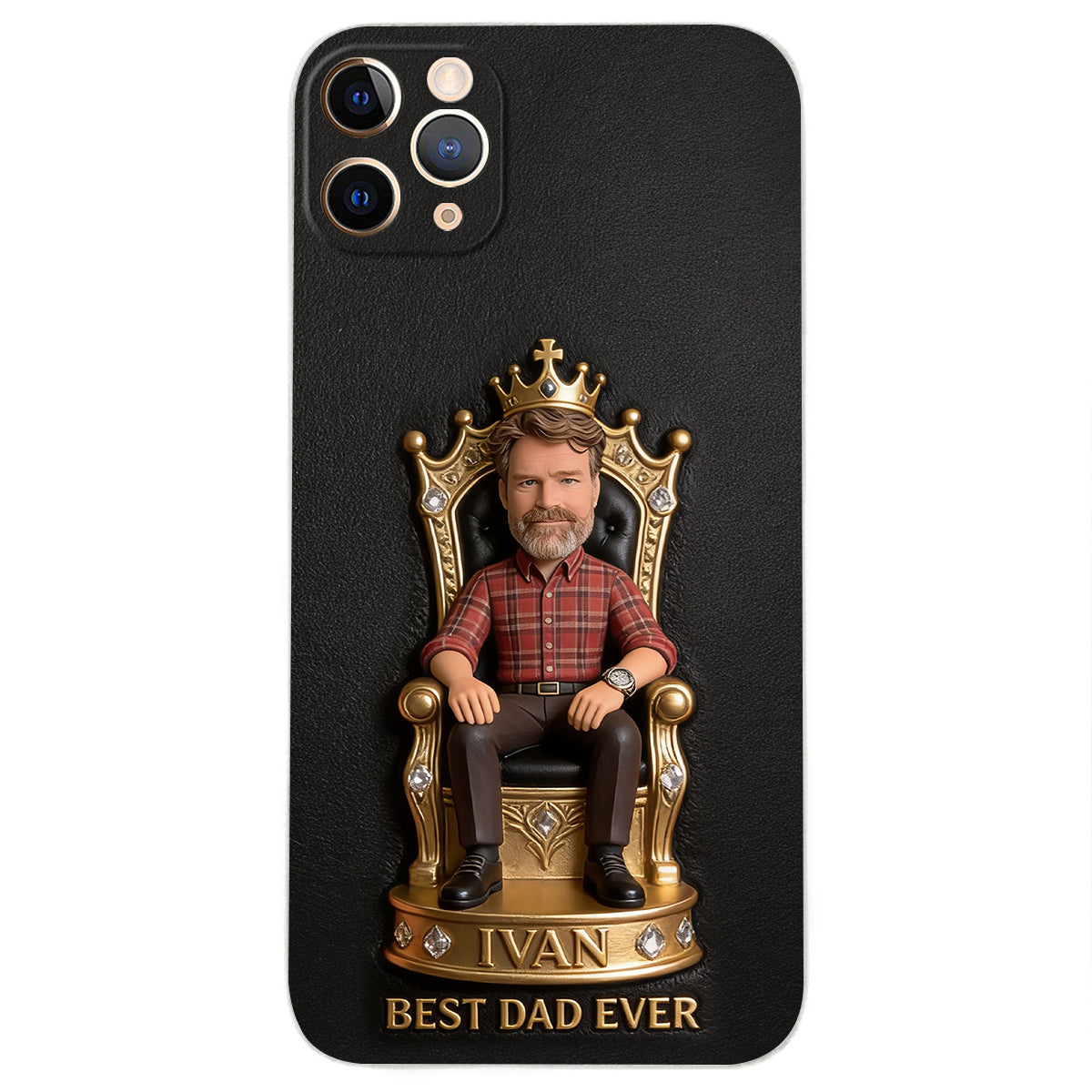 Le Roi Papa - Coque de téléphone en cuir personnalisée 3D