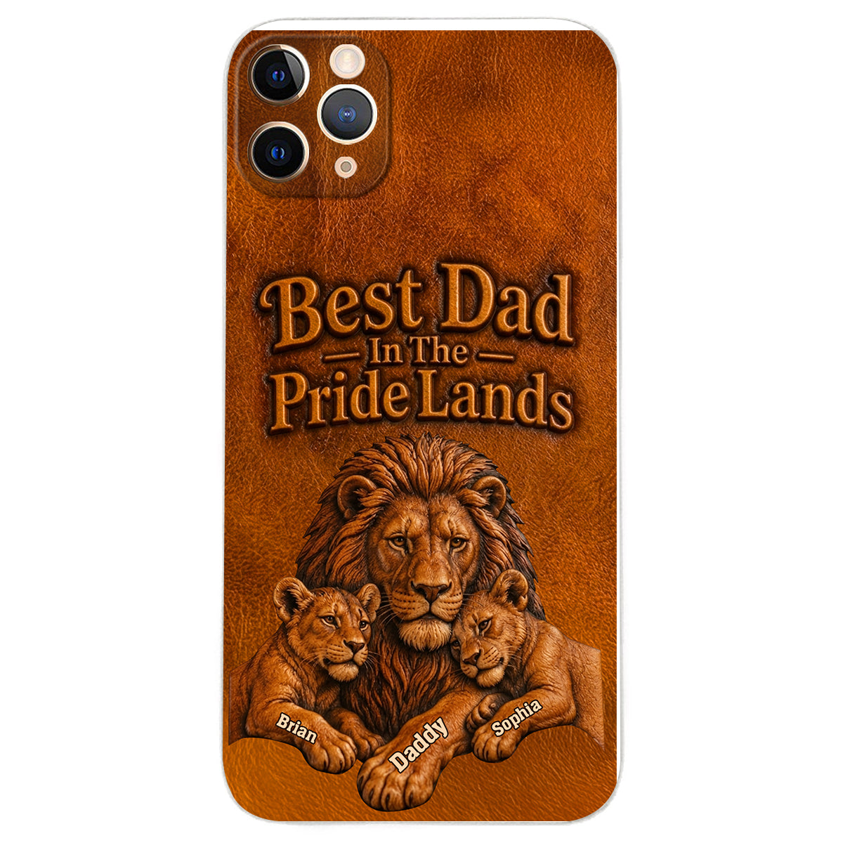 Papa Lion - Coque de téléphone en cuir personnalisée 3D