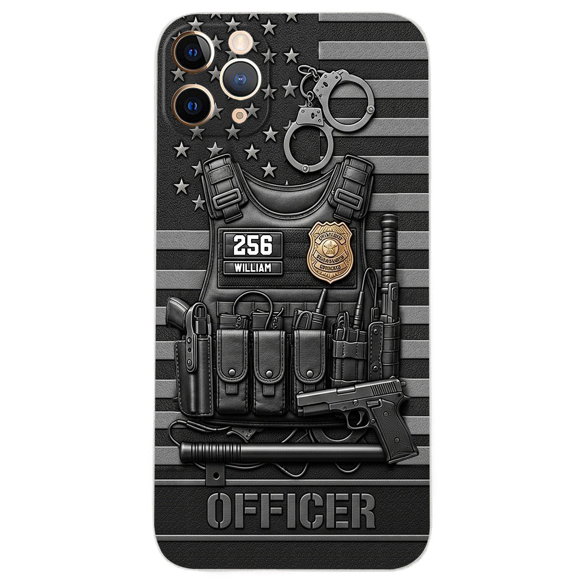 Servir et protéger - Étui de téléphone en cuir personnalisé pour policier