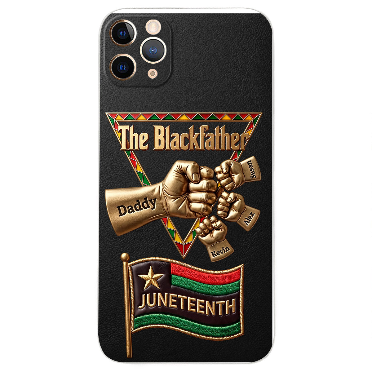 Le Blackfather - Coque de téléphone en cuir embossé 3D personnalisée