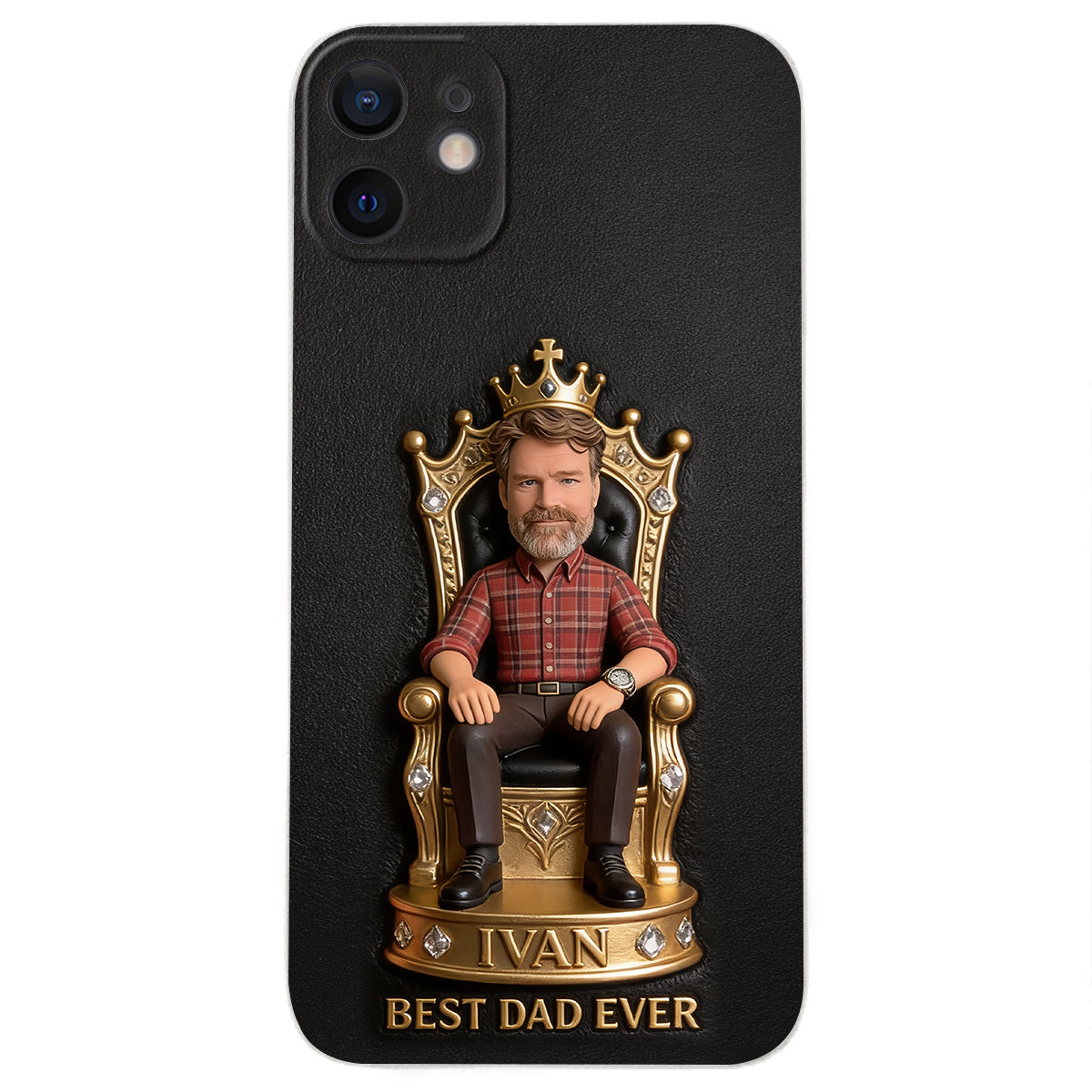 Le Roi Papa - Coque de téléphone en cuir personnalisée 3D