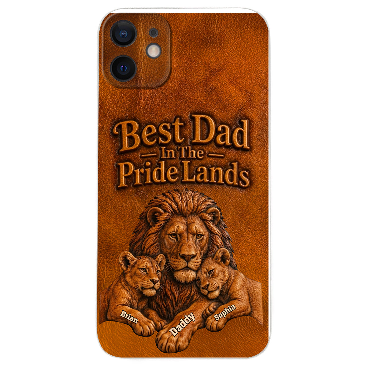 Papa Lion - Coque de téléphone en cuir personnalisée 3D