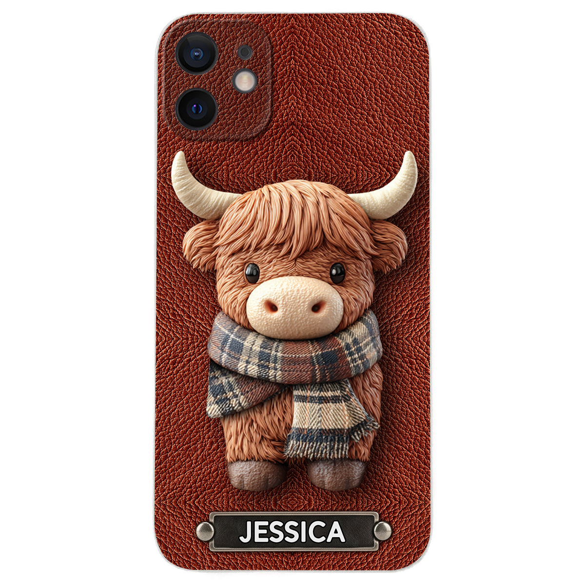 Adorable vache des Highlands - Étui de téléphone en cuir personnalisé avec une vache des Highlands