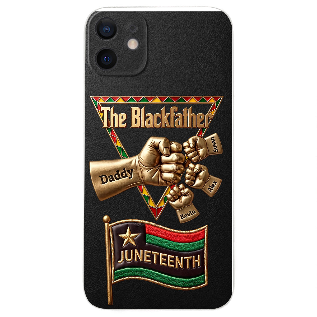 Le Blackfather - Coque de téléphone en cuir embossé 3D personnalisée