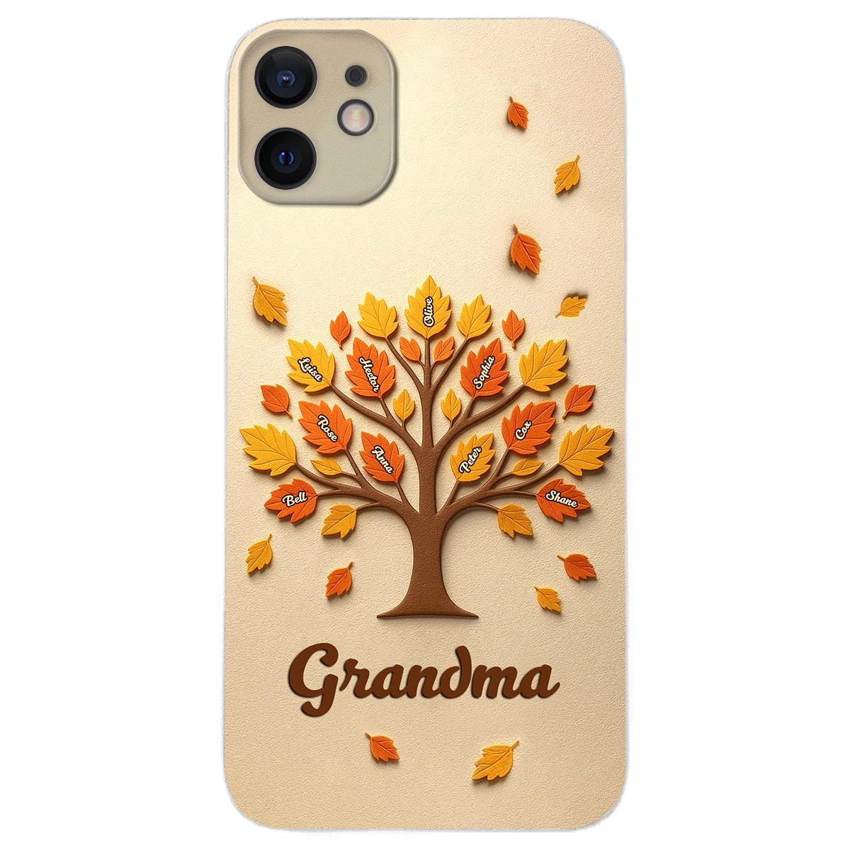 Arbre à maman et grand-mère - Étui de téléphone en cuir personnalisé pour maman