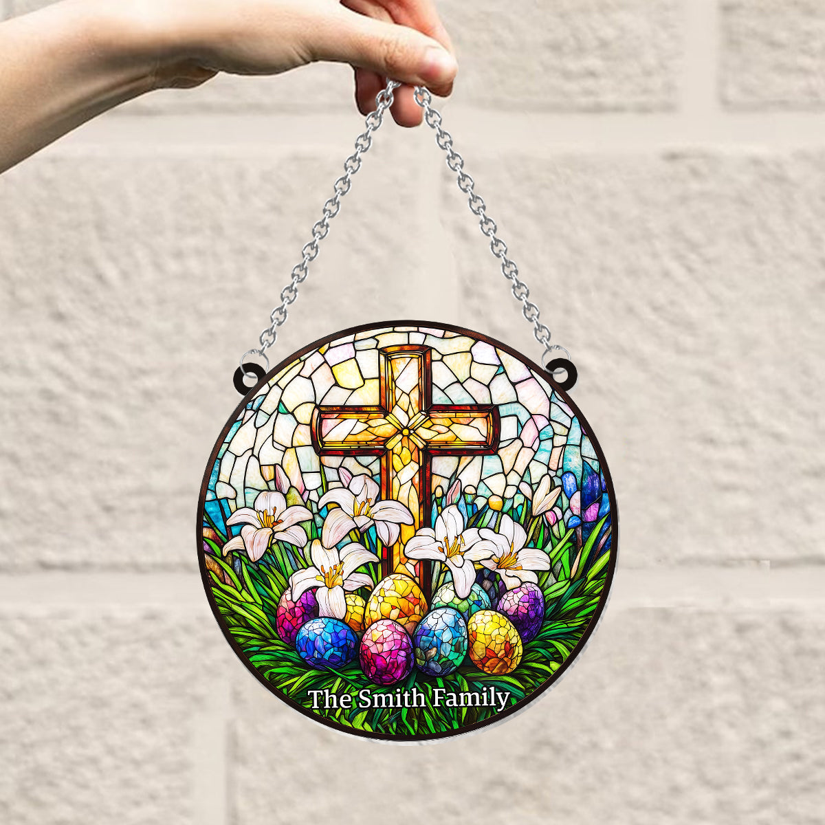 Il est ressuscité - Attrape-soleil chrétien personnalisé à suspendre à la fenêtre 