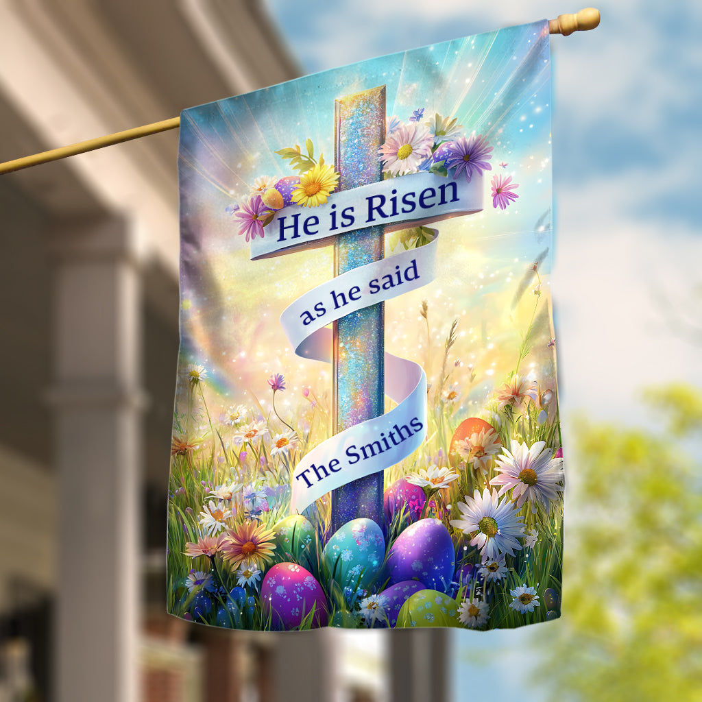 He Is Risen - Personalized Christian House Flag