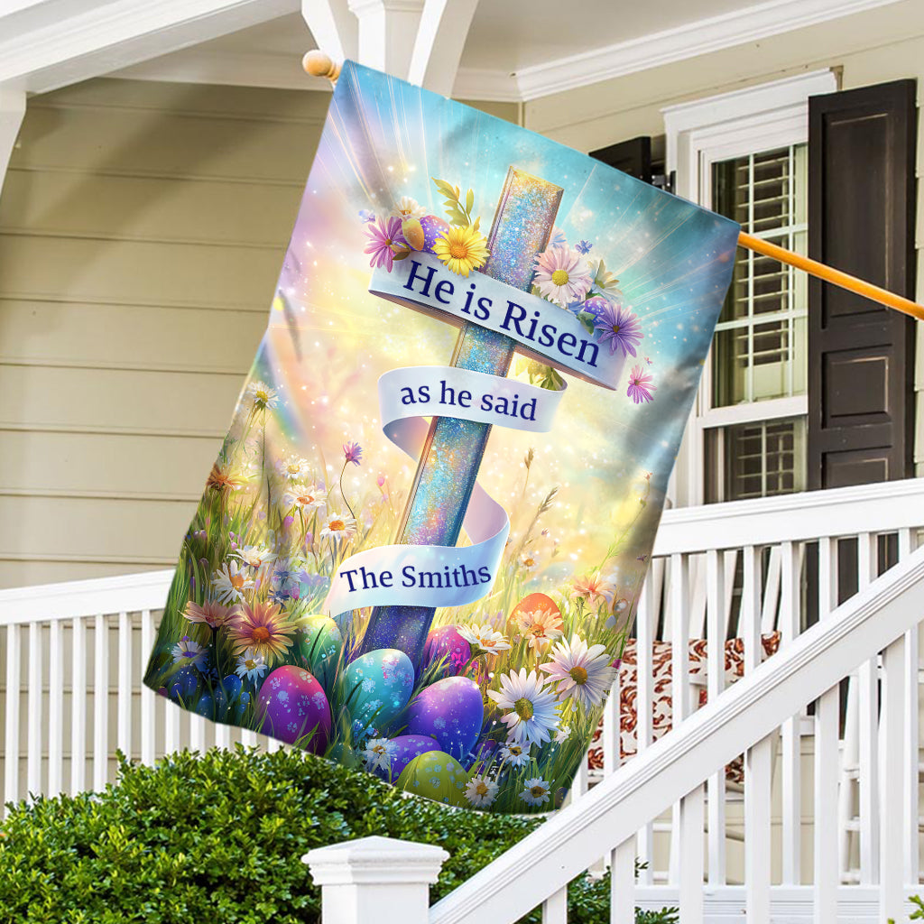 He Is Risen - Personalized Christian House Flag