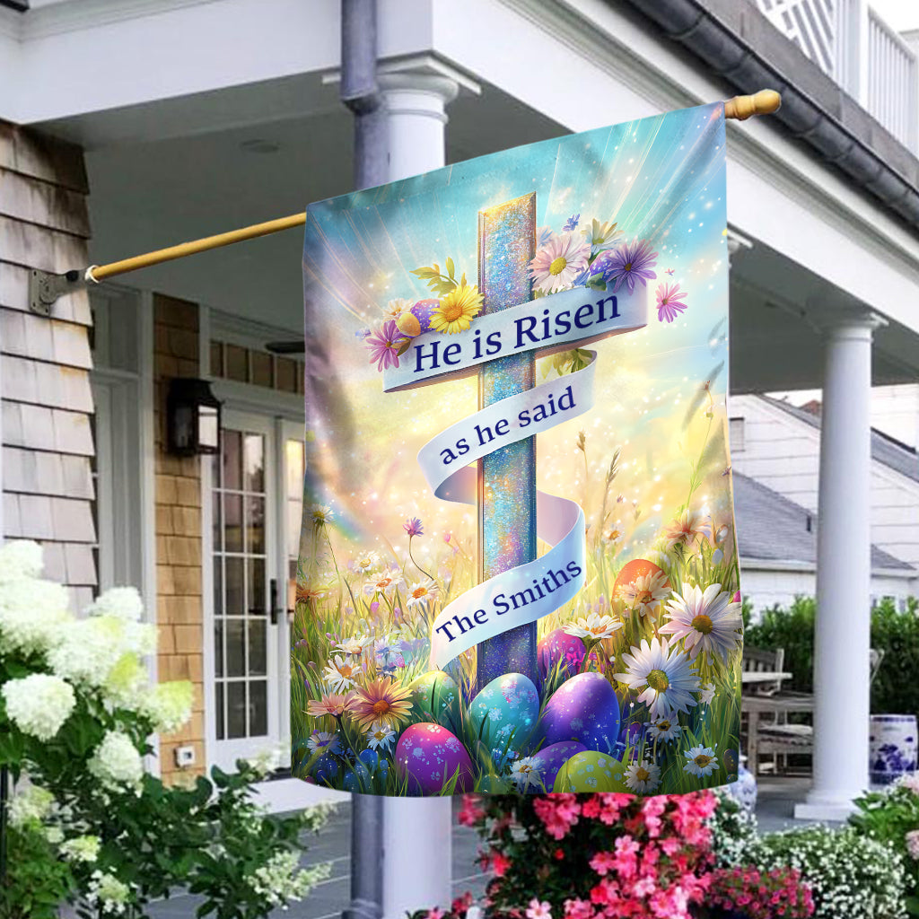 He Is Risen - Personalized Christian House Flag