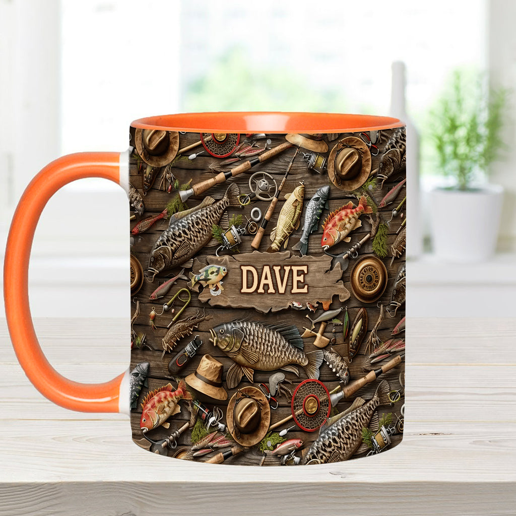 Love Fishing - Personalized Fishing Accent Mug