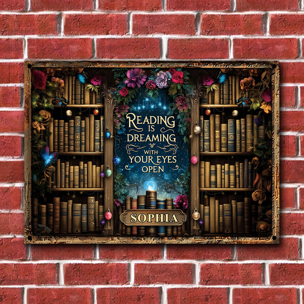 Reading is Dreaming - Personalized Book Rectangle Metal Sign