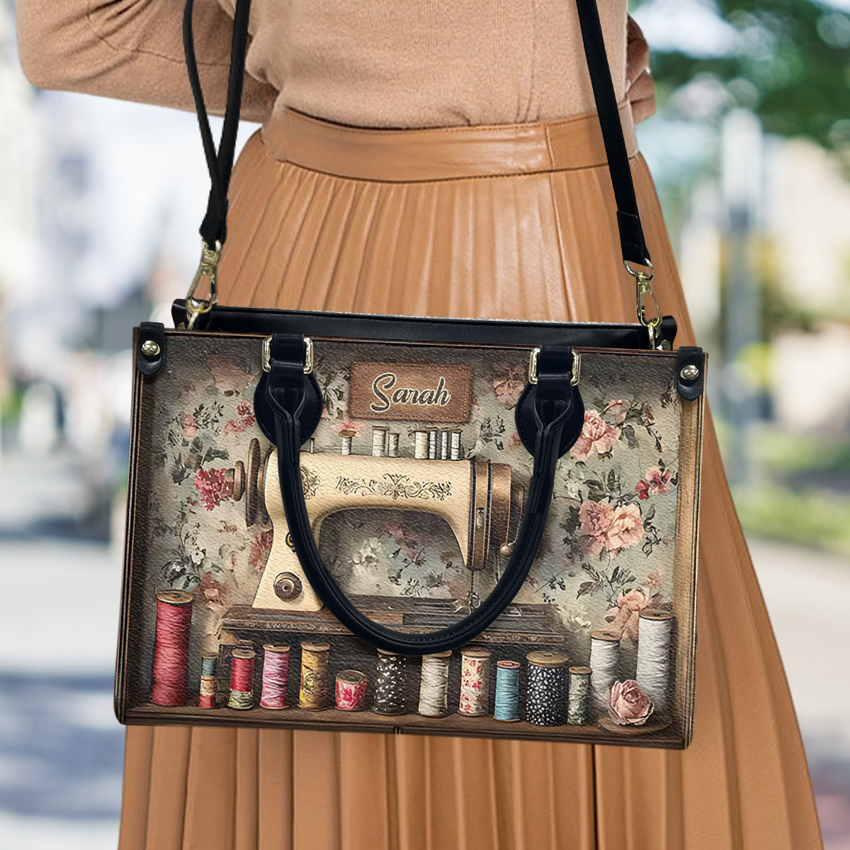 Salle de couture vintage - Sac à main en cuir personnalisé pour la couture