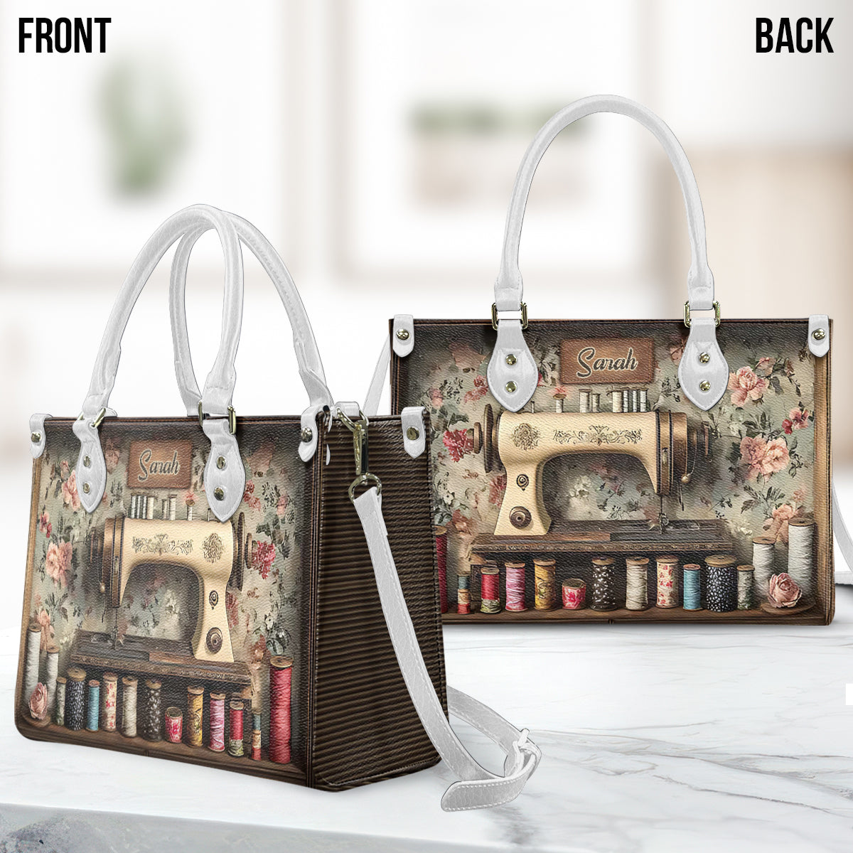 Salle de couture vintage - Sac à main en cuir personnalisé pour la couture