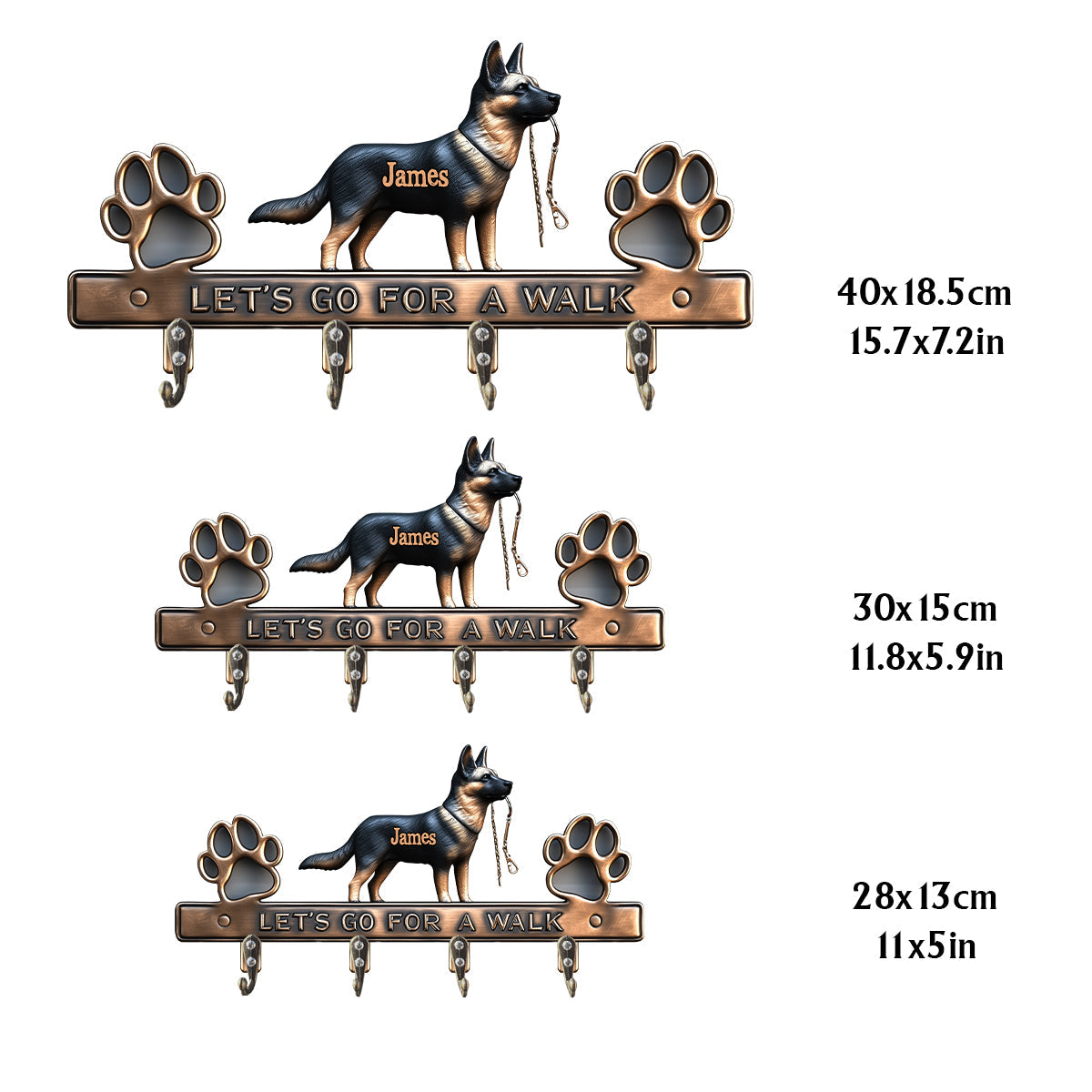 Allons faire une promenade - Porte-clés personnalisé en forme de chien
