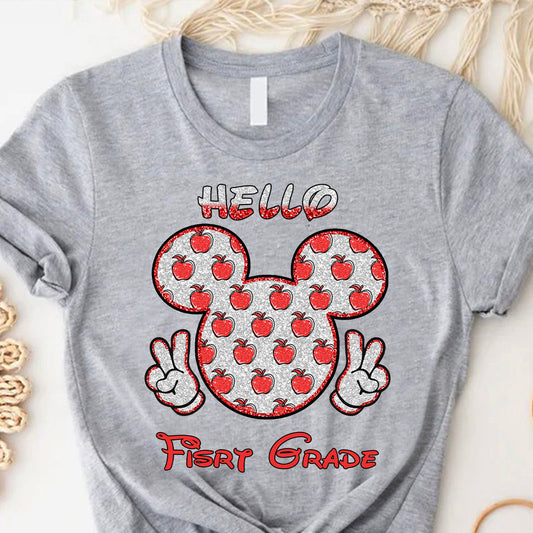 Bonjour l'école ! T-shirt et sweat à capuche personnalisés pour enseignants avec imprimé à paillettes.