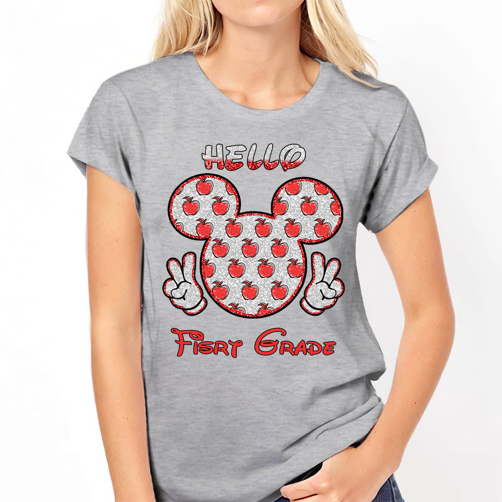 Hello School - Personalized Teacher T-shirt and Hoodie With Faux Glitter Print