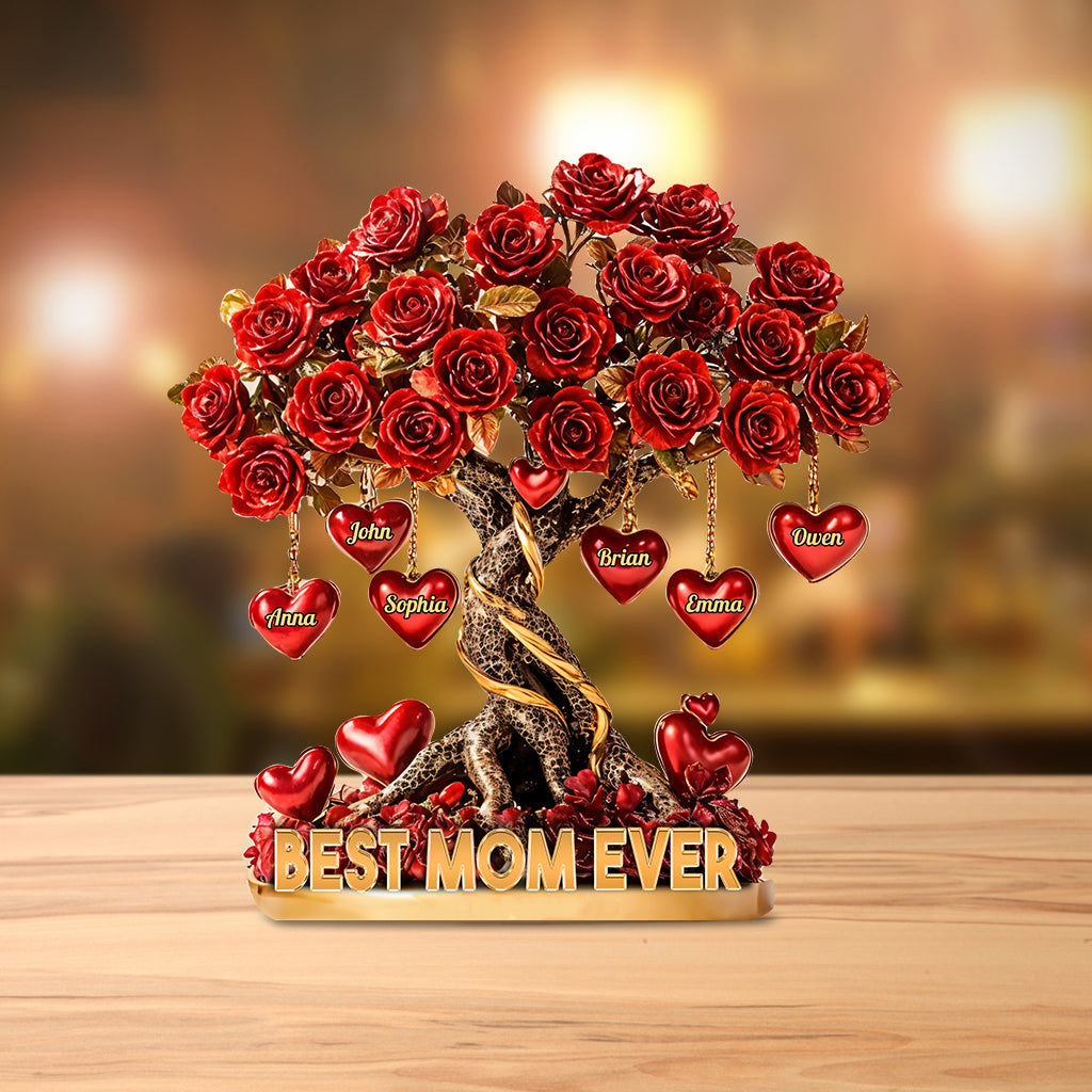 Meilleure maman du monde - Plaque acrylique personnalisée « Mère » en forme de carte de vœux