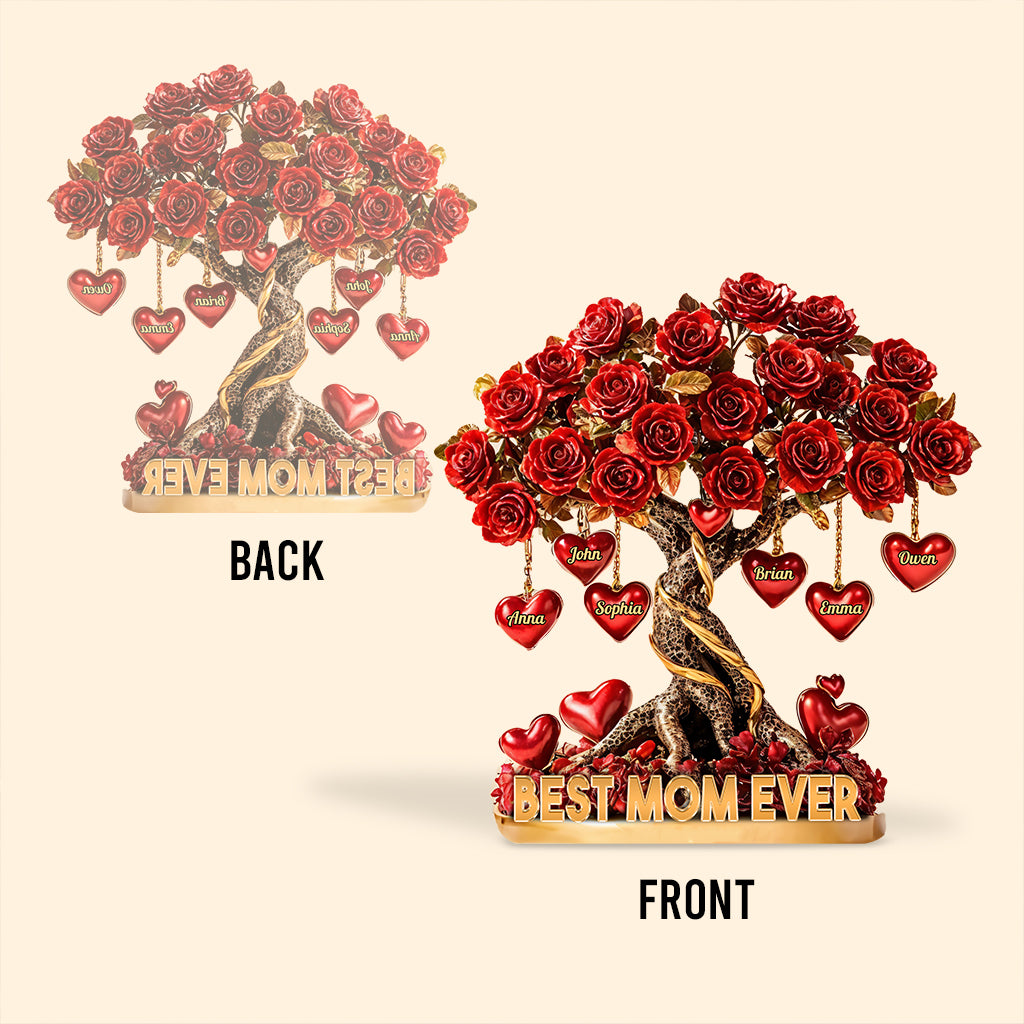 Meilleure maman du monde - Plaque acrylique personnalisée « Mère » en forme de carte de vœux