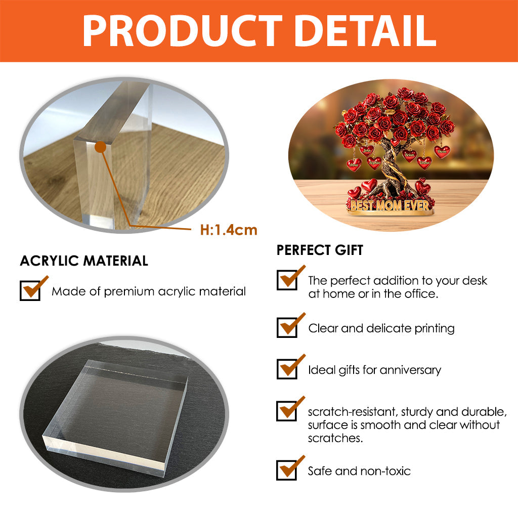 Meilleure maman du monde - Plaque acrylique personnalisée « Mère » en forme de carte de vœux